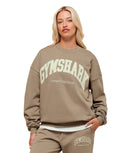 Collegiate Graphic Crew Neck Pullover oversized fit Lifestyle Brown - Unmatched Kicks - GYMSHARK