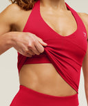 Colour Block Halter Neck Tank With Shelf Carmine Red - Unmatched Kicks - GYMSHARK
