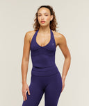Colour Block Halter Neck Tank With Shelf Indigo Purple - Unmatched Kicks - GYMSHARK