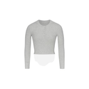 COTTON RIB LONG SLEEVE CROP HENLEY LIGHT HEATHER GREY - Unmatched Kicks - SKIMS