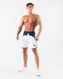 Crescent Boardshort - White Navy - Unmatched Kicks - Alphalete
