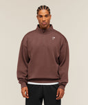 Crest 1/4 Zip oversized fit Espresso Brown - Unmatched Kicks-GYMSHARK
