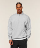 Crest 1/4 Zip oversized fit Light Grey Core Marl - Unmatched Kicks-GYMSHARK