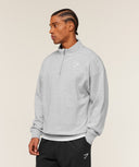 Crest 1/4 Zip oversized fit Light Grey Core Marl - Unmatched Kicks-GYMSHARK