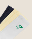 Crew Socks 3pk Butter Yellow/Track Green/Heavy Blue - Unmatched Kicks-Gymshark Accessories