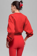 Cropped Accolade Crewneck - Bright Red - Unmatched Kicks - ALO