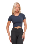 Crossover Midi Top with Shelf body fit Heavy Blue - Unmatched Kicks - GYMSHARK