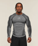 Devant Seamless Long Sleeve T-Shirt slim fit Black - Unmatched Kicks-GYMSHARK