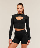 Dipped Long Sleeve 1/4 Zip Jacket Black - Unmatched Kicks-GYMSHARK