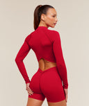 Dipped Long Sleeve 1/4 Zip Jacket Carmine Red - Unmatched Kicks-GYMSHARK