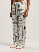Dollar Print Wide - Leg Pants - Unmatched Kicks - Palm Angeles