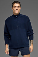 Domain Shift Rib Knit 1/4 Zip Sweater Navy - Unmatched Kicks - ALO