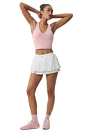Double Or Nothing Tennis Skirt - White - Unmatched Kicks - ALO