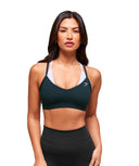 Double Up Sports Bra medium support Deep Petrol Blue/Smoke Blue - Unmatched Kicks - GYMSHARK