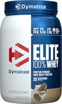 Dymatize Elite 100% Whey Protein Powder, Cookies & Cream, 25g of Protein, 5.5g BCAAs, Less Than 140 Cal., Gluten Free, 3g Carb, 2g Sugar, 3g Fat (25 Servings) - Unmatched Kicks-Dymatize