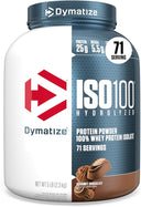 Dymatize ISO100 Whey Protein Powder Isolate, Fudge Brownie, 25g of Protein, 5 Pound, 5.5g BCAAs, Less Than 120 Cal., Gluten Free, 1g Fat, 1g Sugar, 2g Carb (70 Servings) - Unmatched Kicks-Dymatize