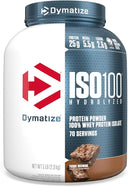 Dymatize ISO100 Whey Protein Powder Isolate, Fudge Brownie, 25g of Protein, 5 Pound, 5.5g BCAAs, Less Than 120 Cal., Gluten Free, 1g Fat, 1g Sugar, 2g Carb (70 Servings) - Unmatched Kicks-Dymatize