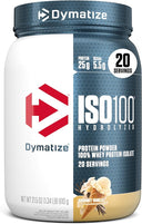Dymatize ISO100 Whey Protein Powder Isolate, Gourmet Chocolate, 25g of Protein, 20 Servings, 5.5g BCAAs, Less Than 120 Cal., Gluten Free, 1g Fat, 1g Sugar, 2g Carb - Unmatched Kicks-Dymatize