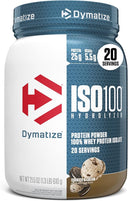 Dymatize ISO100 Whey Protein Powder Isolate, Gourmet Chocolate, 25g of Protein, 20 Servings, 5.5g BCAAs, Less Than 120 Cal., Gluten Free, 1g Fat, 1g Sugar, 2g Carb - Unmatched Kicks-Dymatize