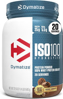 Dymatize ISO100 Whey Protein Powder Isolate, Gourmet Chocolate, 25g of Protein, 20 Servings, 5.5g BCAAs, Less Than 120 Cal., Gluten Free, 1g Fat, 1g Sugar, 2g Carb - Unmatched Kicks-Dymatize