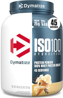 Dymatize ISO100 Whey Protein Powder Isolate, Vanilla, 25g of Protein, 3 Pound, 5.5g BCAAs, Less Than 120 Cal., Gluten Free, 1g Fat, 1g Sugar, 2g Carb (45 Servings) - Unmatched Kicks-Dymatize