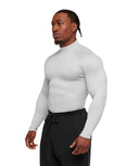 Element Baselayer Mock Neck Long Sleeve T-Shirt compression fit GS White/GS Metal Grey Marl - Unmatched Kicks - GYMSHARK