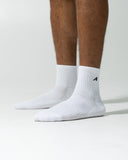 Elite A Quarter Crew Sock 3pk - White - Unmatched Kicks - Alphalete