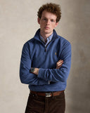 Estate-Rib Quarter-Zip Pullover Derby Blue Heather - Unmatched Kicks-ralph lauren