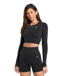 Everyday Seamless Long Sleeve Crop Top Black - Unmatched Kicks - GYMSHARK