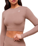 Everyday Seamless Long Sleeve Crop Top Chestnut Pink - Unmatched Kicks - GYMSHARK