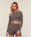 Everyday Seamless Long Sleeve Crop Top - Cool Brown - Unmatched Kicks - GYMSHARK