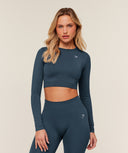 Everyday Seamless Long Sleeve Crop Top - GS Stealth Blue - Unmatched Kicks - GYMSHARK