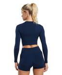 Everyday Seamless Long Sleeve Crop Top Navy - Unmatched Kicks - GYMSHARK