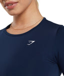 Everyday Seamless Long Sleeve Crop Top Navy - Unmatched Kicks - GYMSHARK