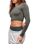 Everyday Seamless Long Sleeve Crop Top Strength Green - Unmatched Kicks - GYMSHARK