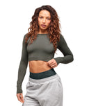 Everyday Seamless Long Sleeve Crop Top Strength Green - Unmatched Kicks - GYMSHARK