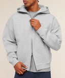 Evolve Lightweight Zip Through Hoodie oversized fit Bros Soft Grey Marl - Unmatched Kicks - GYMSHARK