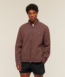 Fleece Zip Through Jacket oversized fit Espresso Brown - Unmatched Kicks-GYMSHARK
