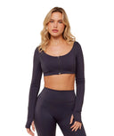 Flow Long Sleeve Crop Top with Cups Midnight Purple - Unmatched Kicks - GYMSHARK