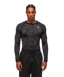Geo Seamless Long Sleeve T-Shirt slim fit Black/Charcoal Grey - Unmatched Kicks - GYMSHARK