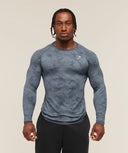 Geo Seamless Long Sleeve T-Shirt slim fit White/Light Grey - Unmatched Kicks-GYMSHARK
