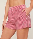 Gingham Shorts oversized fit Carmine Red/Soft White - Unmatched Kicks - GYMSHARK