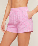 Gingham Shorts oversized fit Focus Pink/Soft White - Unmatched Kicks - GYMSHARK