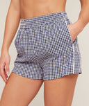 Gingham Shorts oversized fit Indigo Purple/Soft White - Unmatched Kicks - GYMSHARK