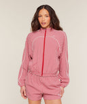 Gingham Track Jacket oversized fit Carmine Red/Soft White - Unmatched Kicks - GYMSHARK