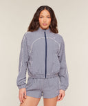 Gingham Track Jacket oversized fit Indigo Purple/Soft White - Unmatched Kicks - GYMSHARK