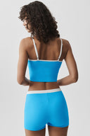 Goddess Ribbed First Pick Bra Tank Azure Blue/White - Unmatched Kicks-ALO