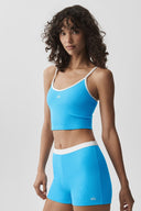 Goddess Ribbed First Pick Bra Tank Azure Blue/White - Unmatched Kicks-ALO
