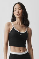 Goddess Ribbed First Pick Bra Tank Black/White - Unmatched Kicks-ALO