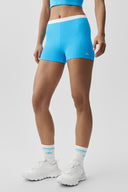 Goddess Ribbed High-Waist First Pick Short Azure Blue/White - Unmatched Kicks-ALO